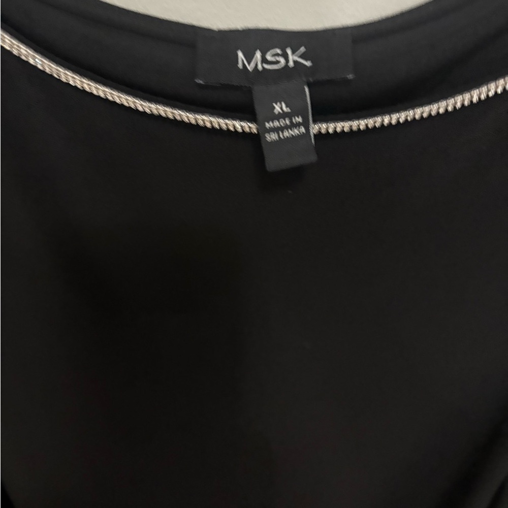 MSK Black Blouse with Silver Trim - Picture 4 of 6